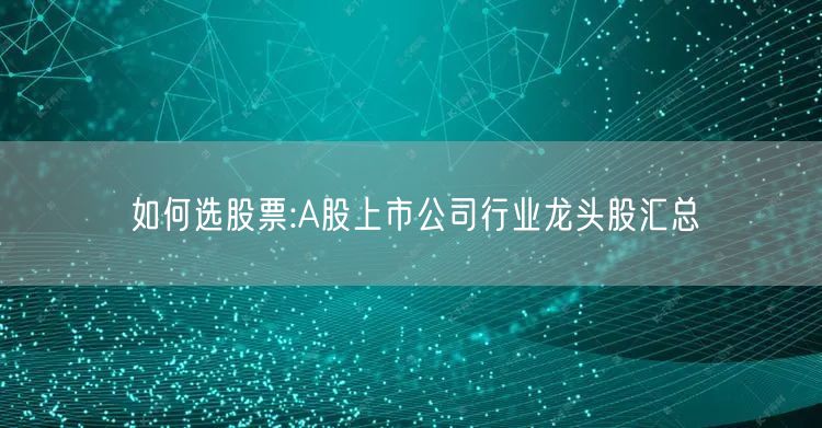 如何选股票:A股上市公司行业龙头股汇总