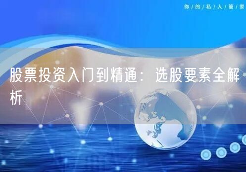 股票投资入门到精通：选股要素全解析