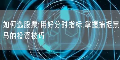 如何选股票:用好分时指标,掌握捕捉黑马的投资技巧